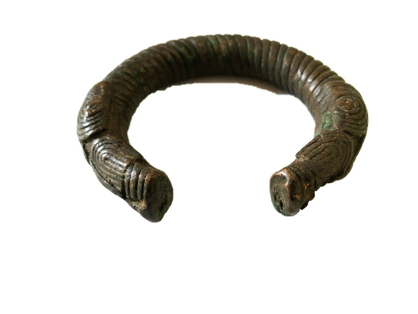 #2215 Old Trade Currency Bronze Bracelet Gan Burkina Faso W/Snake 3" W