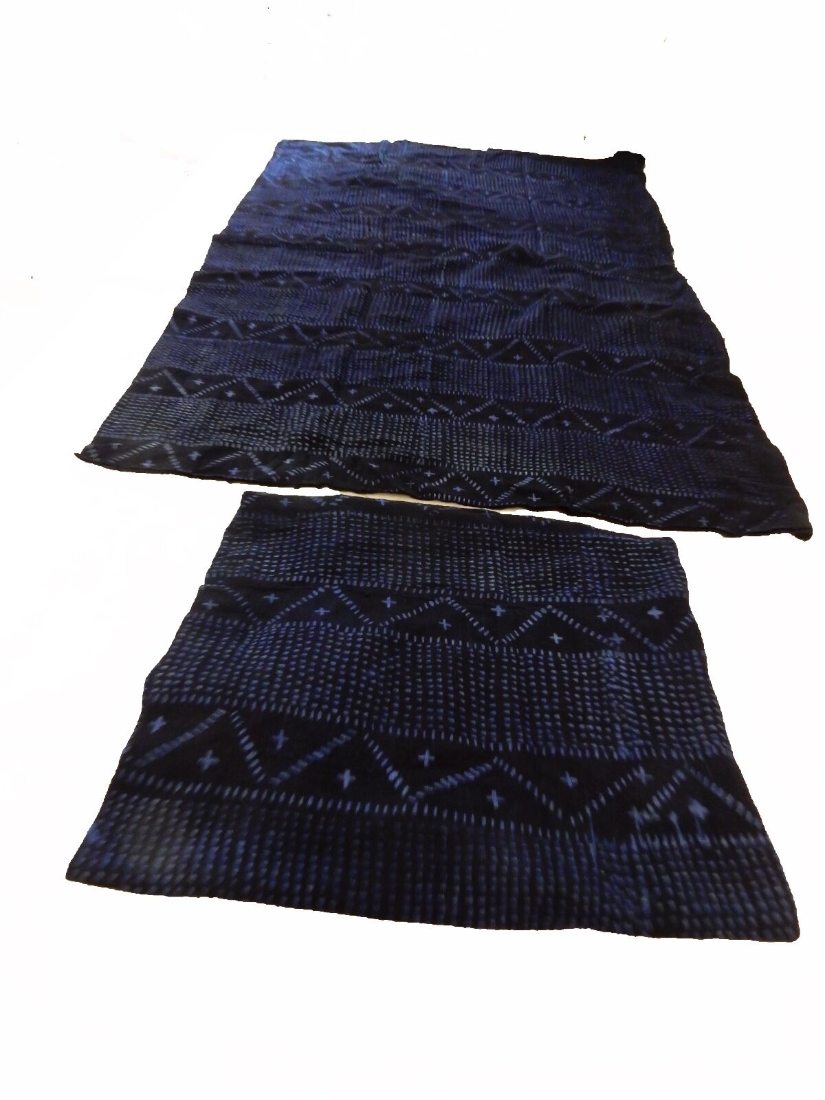 Malian Indigo Mud Cloth Textiles S/2 46" by 56" # 11