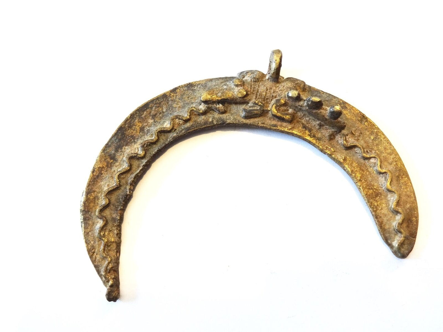 #1977 Amazing Lobi Bronze Amulet Pendant of a Crocodile Burkina Faso-AFRICA 3.75"W
