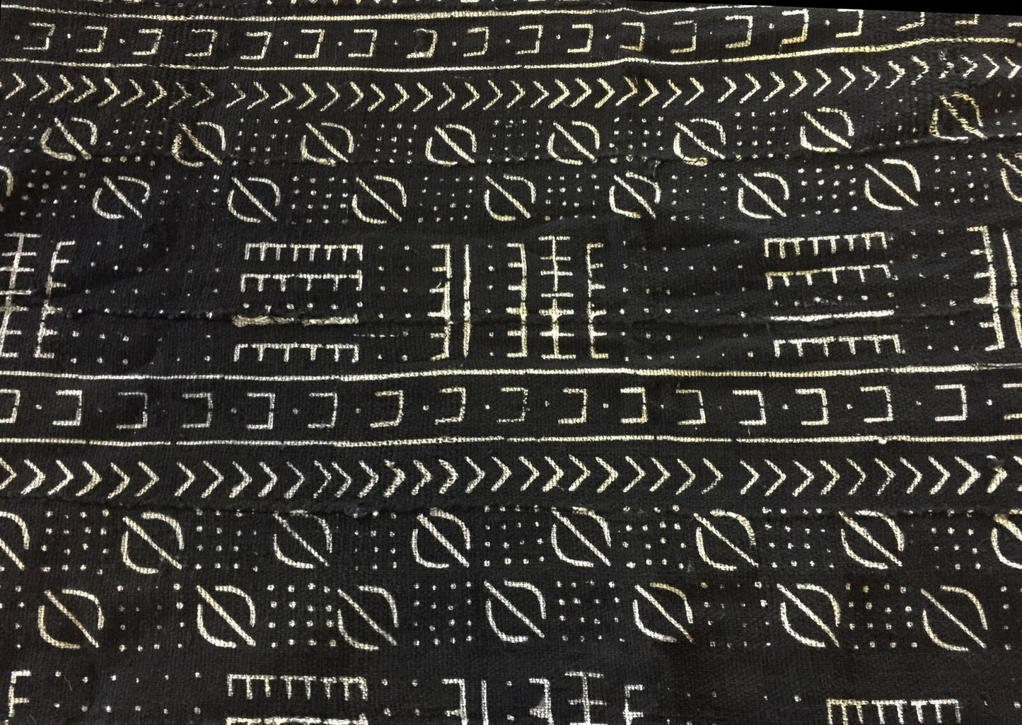 African Mali Black and White Mud Cloth Textile / PAIR 61" by 46" Pair # 1838