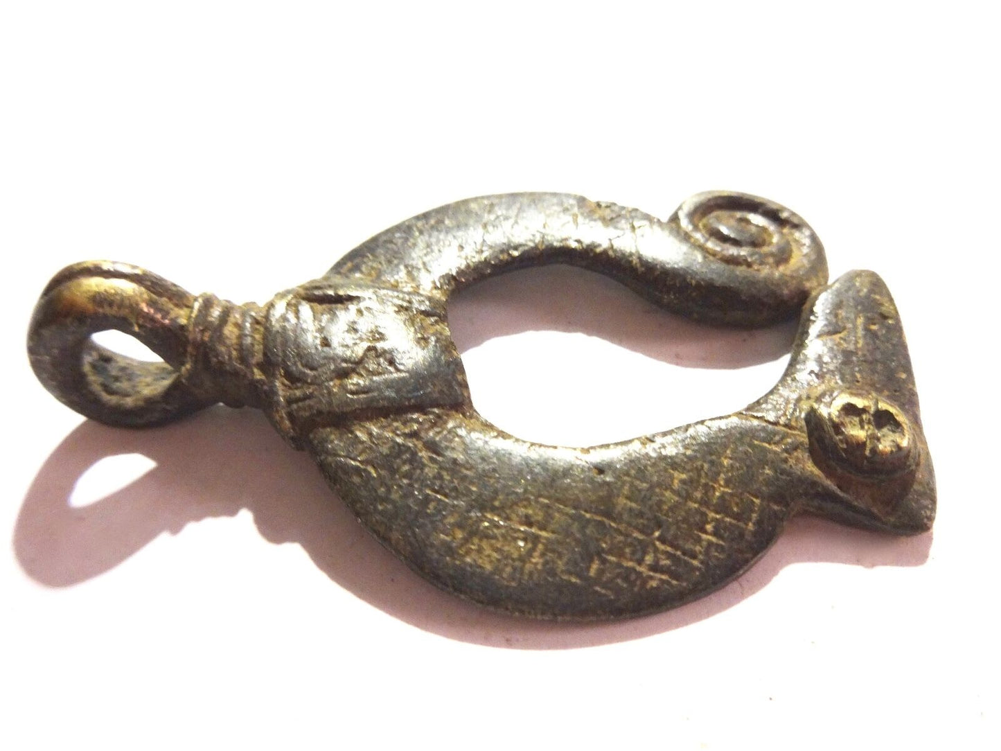 #2002Gan Bronze Amulet Talisman Pendant of a Chameleon Burkina Faso Africa