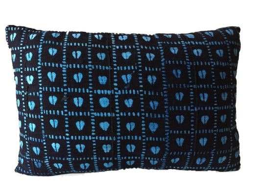 #1037 African Custom Made Indigo  cloth Pillow 20" by 13"