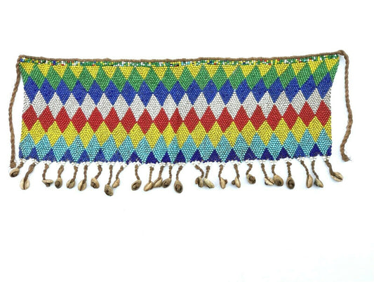 #448 Ceremonial Skirt Kirdi Beaded Cache Sex Pikuran Cameroon18.5" W by 8"H