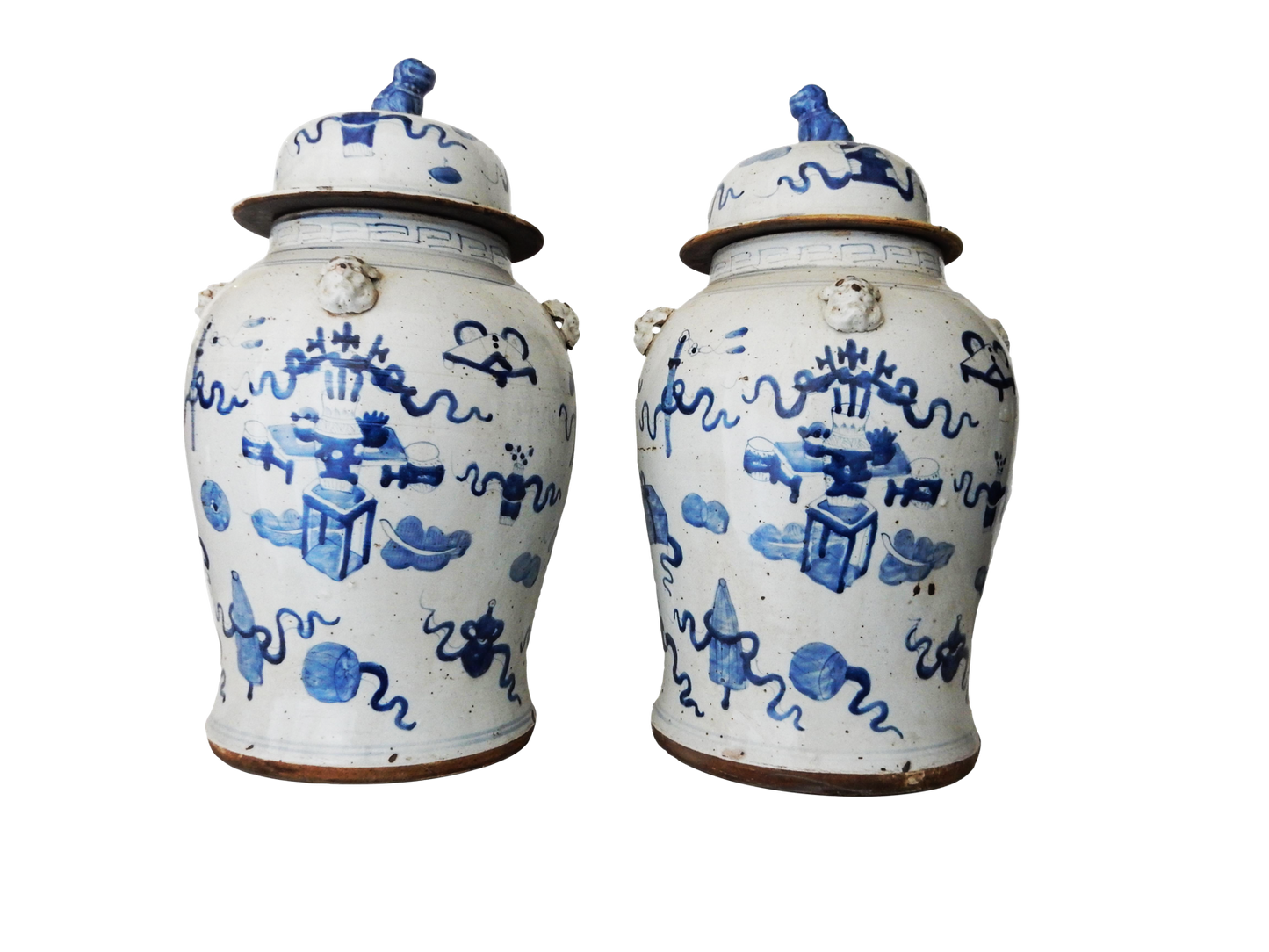#143 Superb Large Chinoiserie Blue & White Ginger Jars - a Pair 23" H