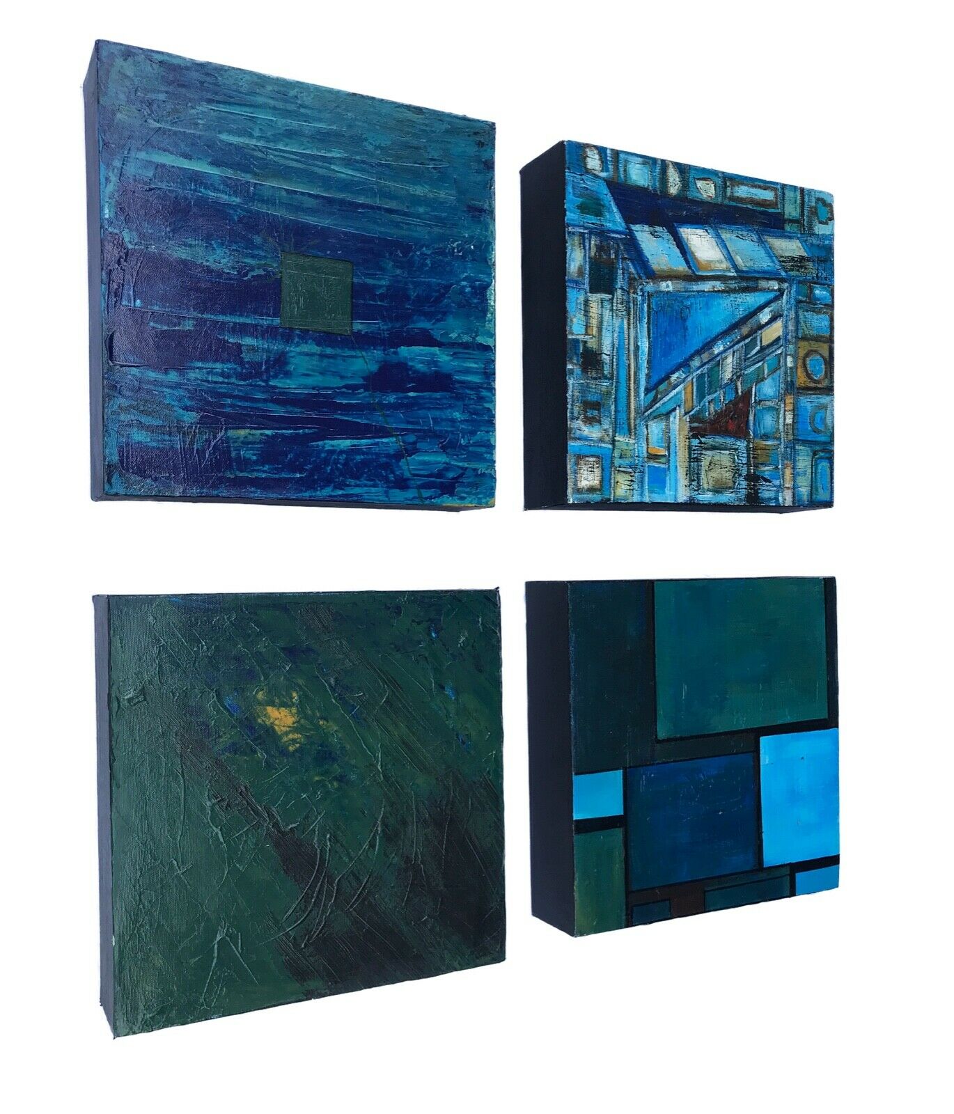 #167 Set of four Acrylic on Canvas Abstract 12" by 12" by YJR