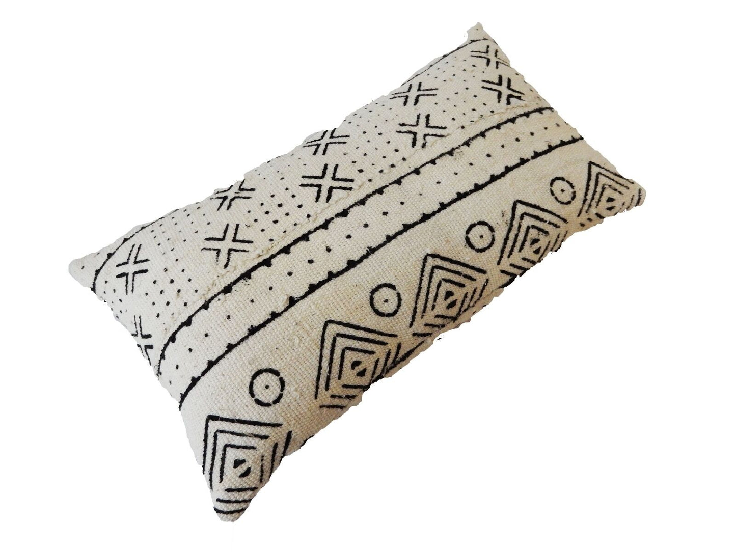 Mud Cloth Bogolan Lumbar Pillow African Mali 16.5" by 9.5" # C