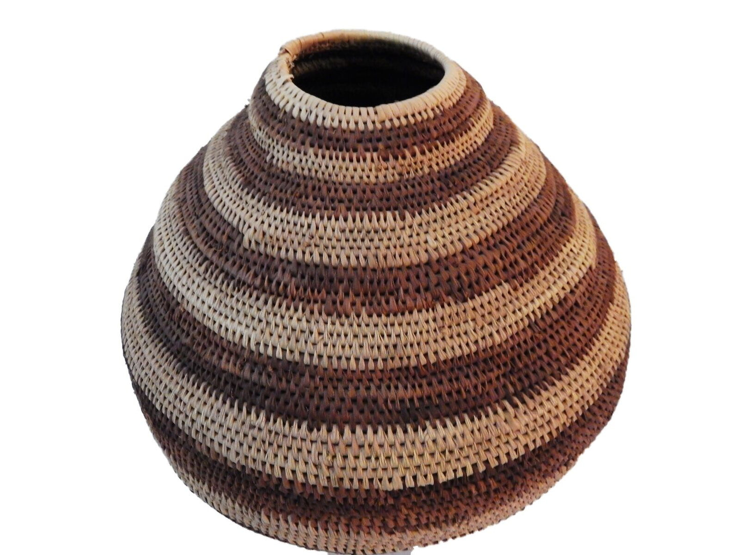 #ABV1A Vintage Botswana Handmade  African Basket Primitives Folk Art 10.5"h