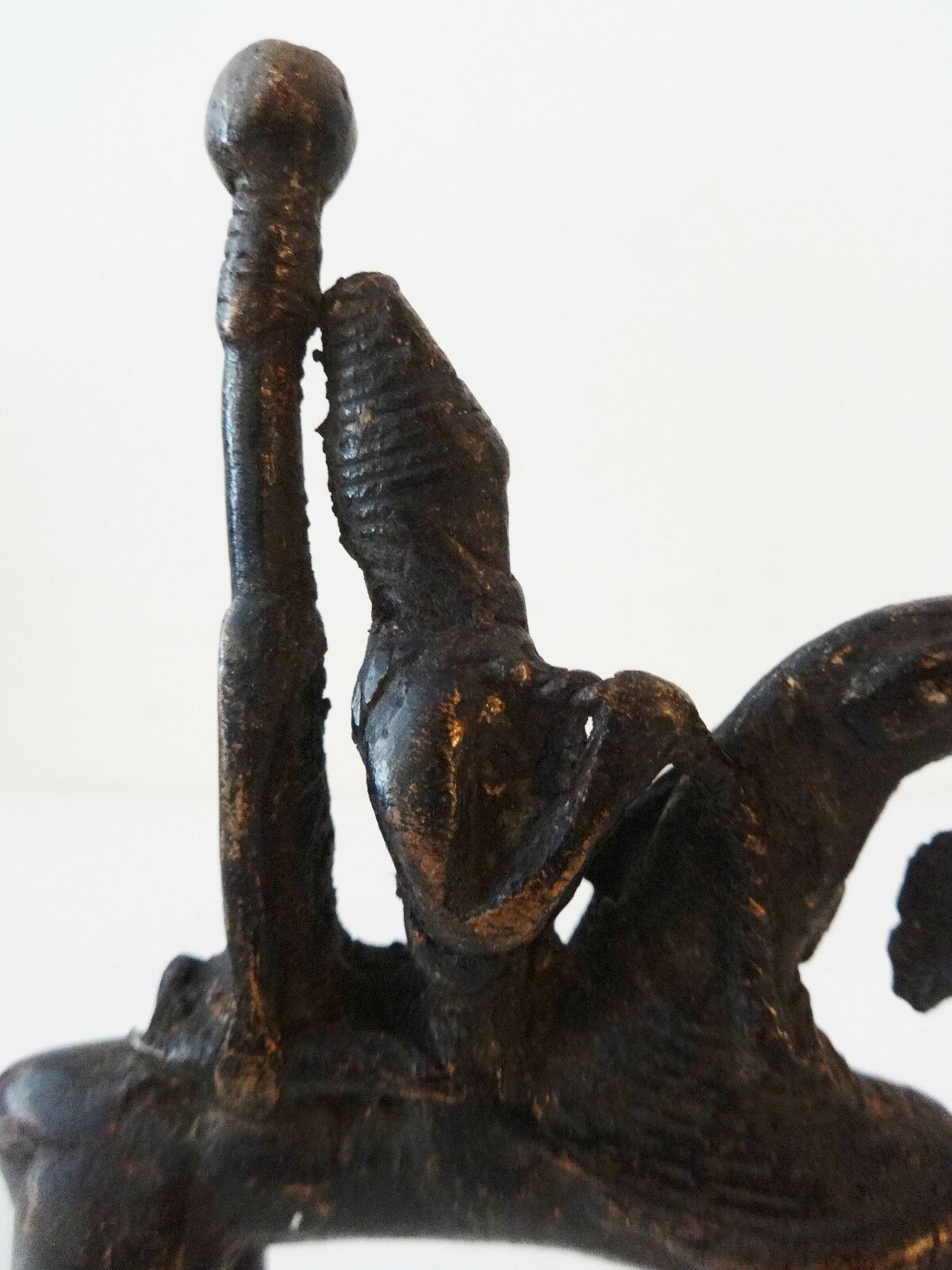 #993  African Dogon Bronze Horseman Cast Handmade Mali 4" W by 5" H