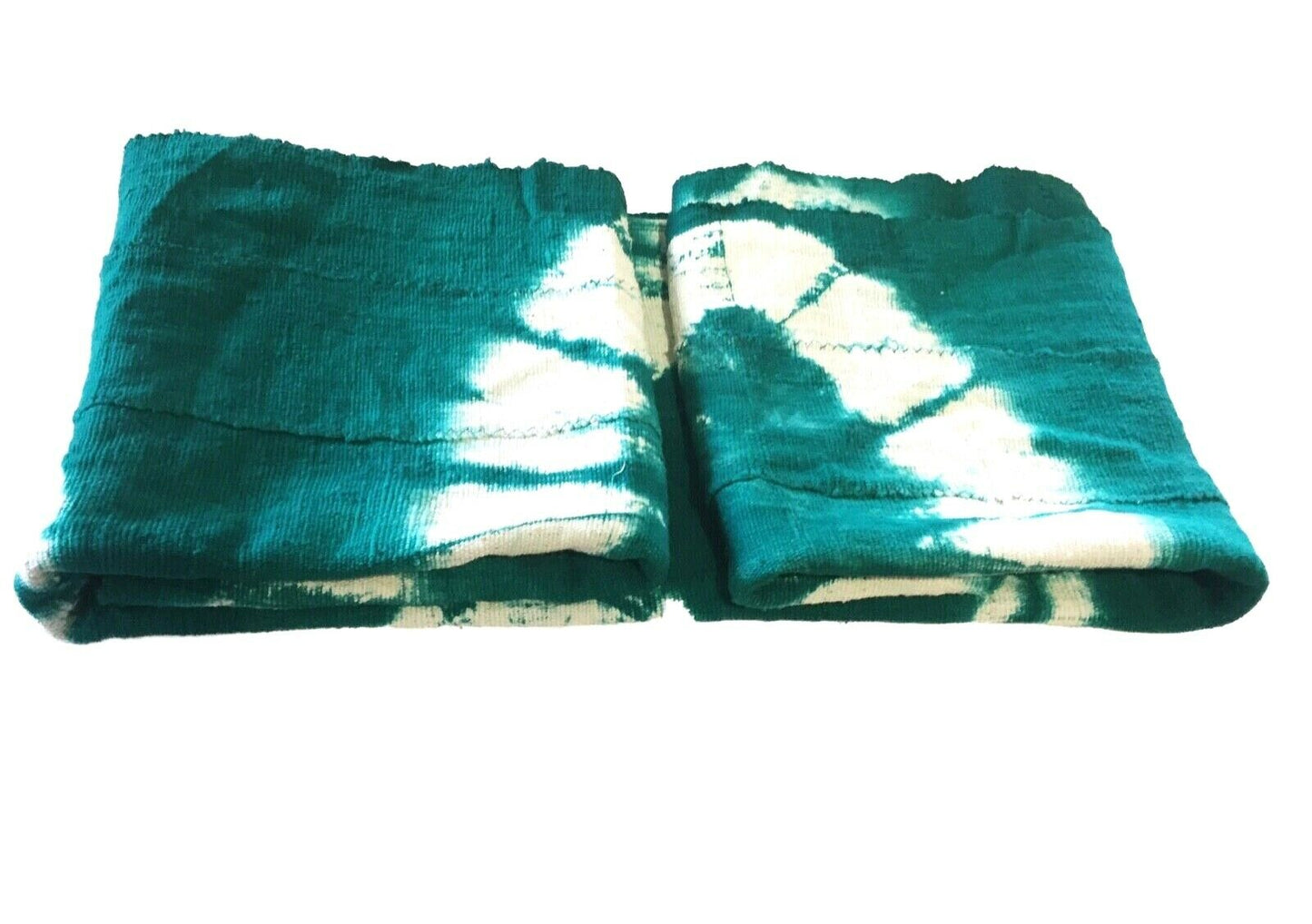 African Emerald Green & White Mud Cloth Textile Mali 45" by 63" # 575