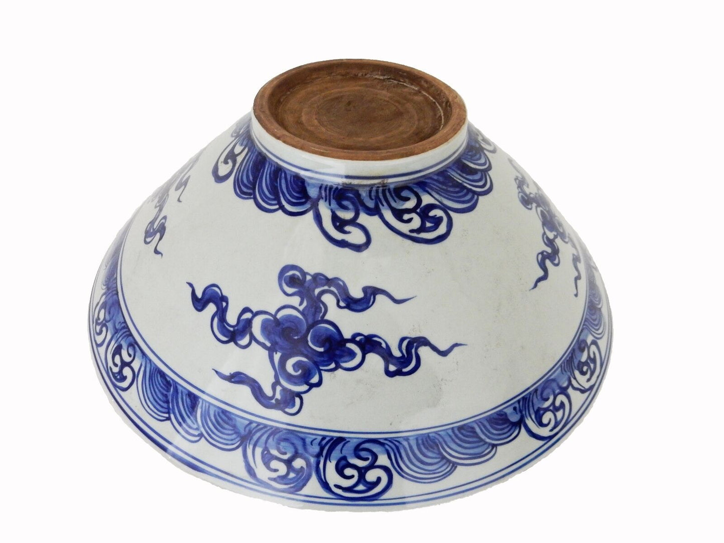 #168 Chinese B & W Porcelain LG Bowl Dragon & Phoenix 17.5" Diameter