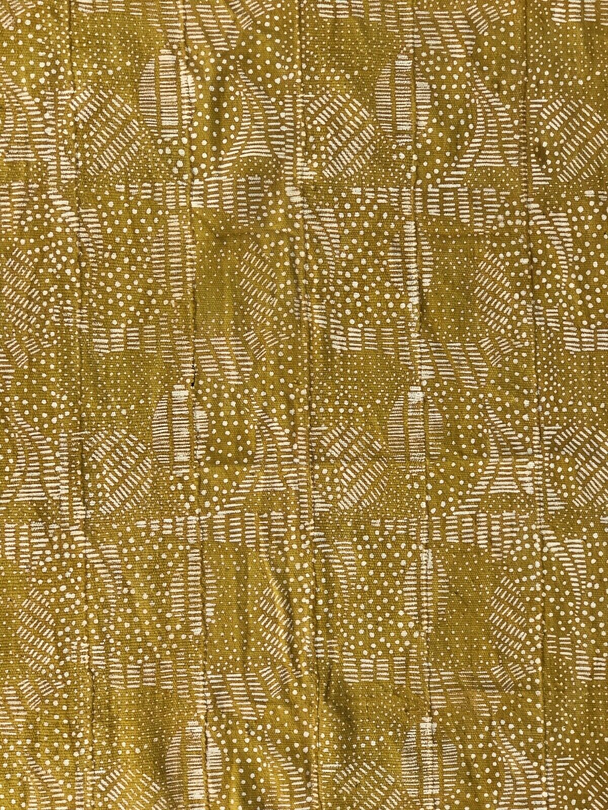 African Large Mustard & White Mud Cloth Textile Mali 62" by 42" # 3001