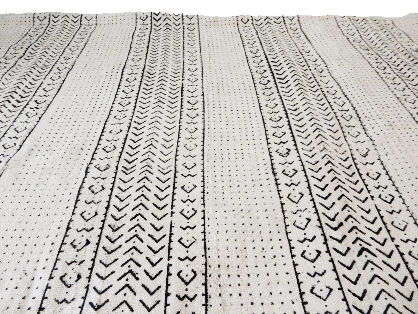 African Large Black & White Mud Cloth Textile Mali 84" by 62" # 1962