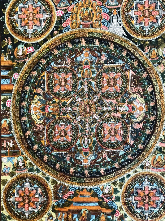 #366  1900's Museum Piece Tibet Sino Tibetan Hand Painted Buddhist Thangka 31" H