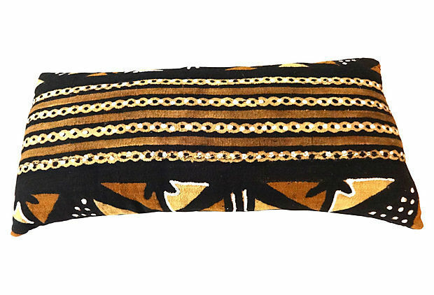 Superb African Mud Cloth large  Long Pillow 28" Lwx 6" Whx 14"D # 1