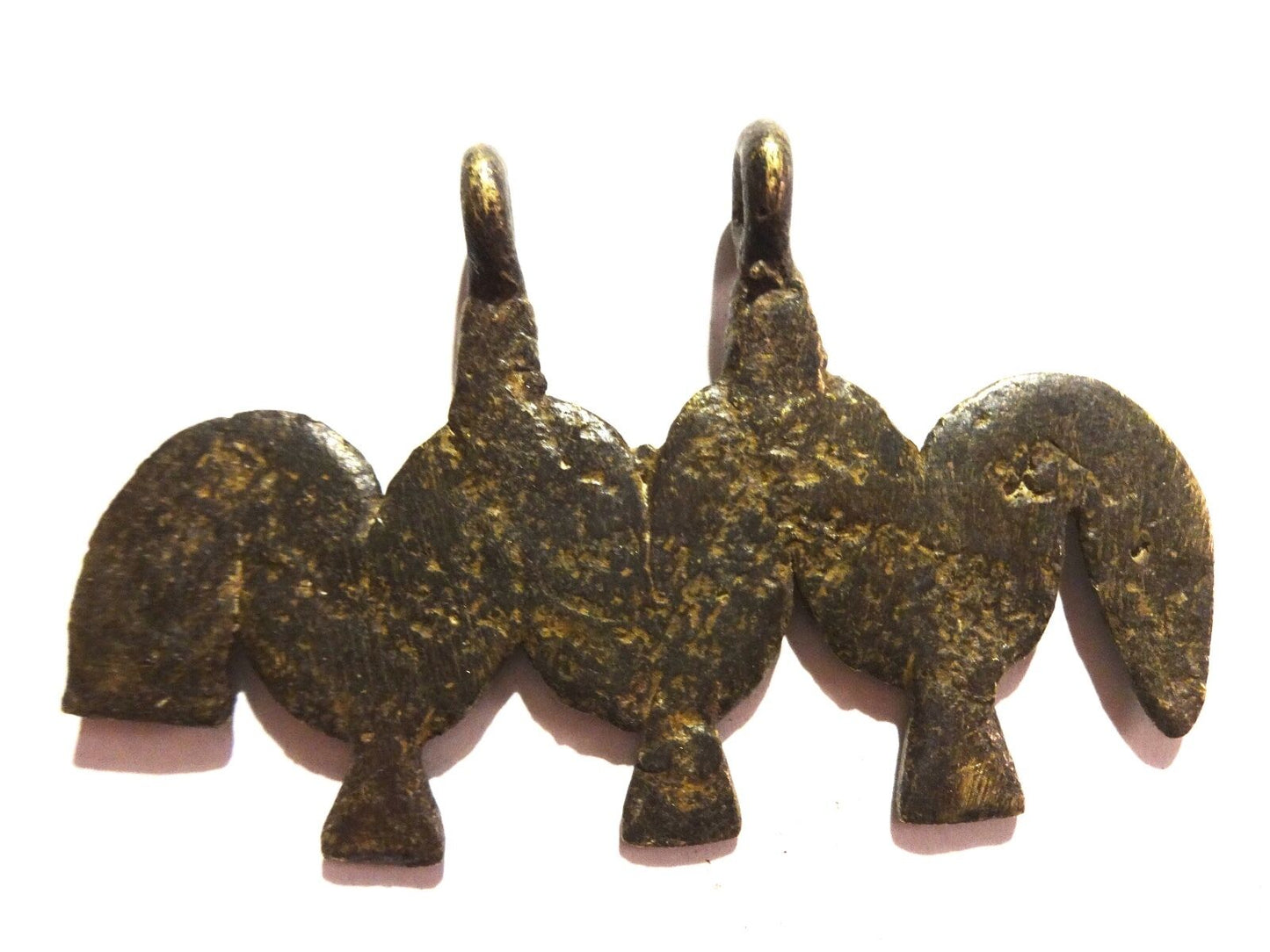 #Y1 Rare Gan Burkina faso bronze pendant w/ a Caterpillar for Good Luck 3" long