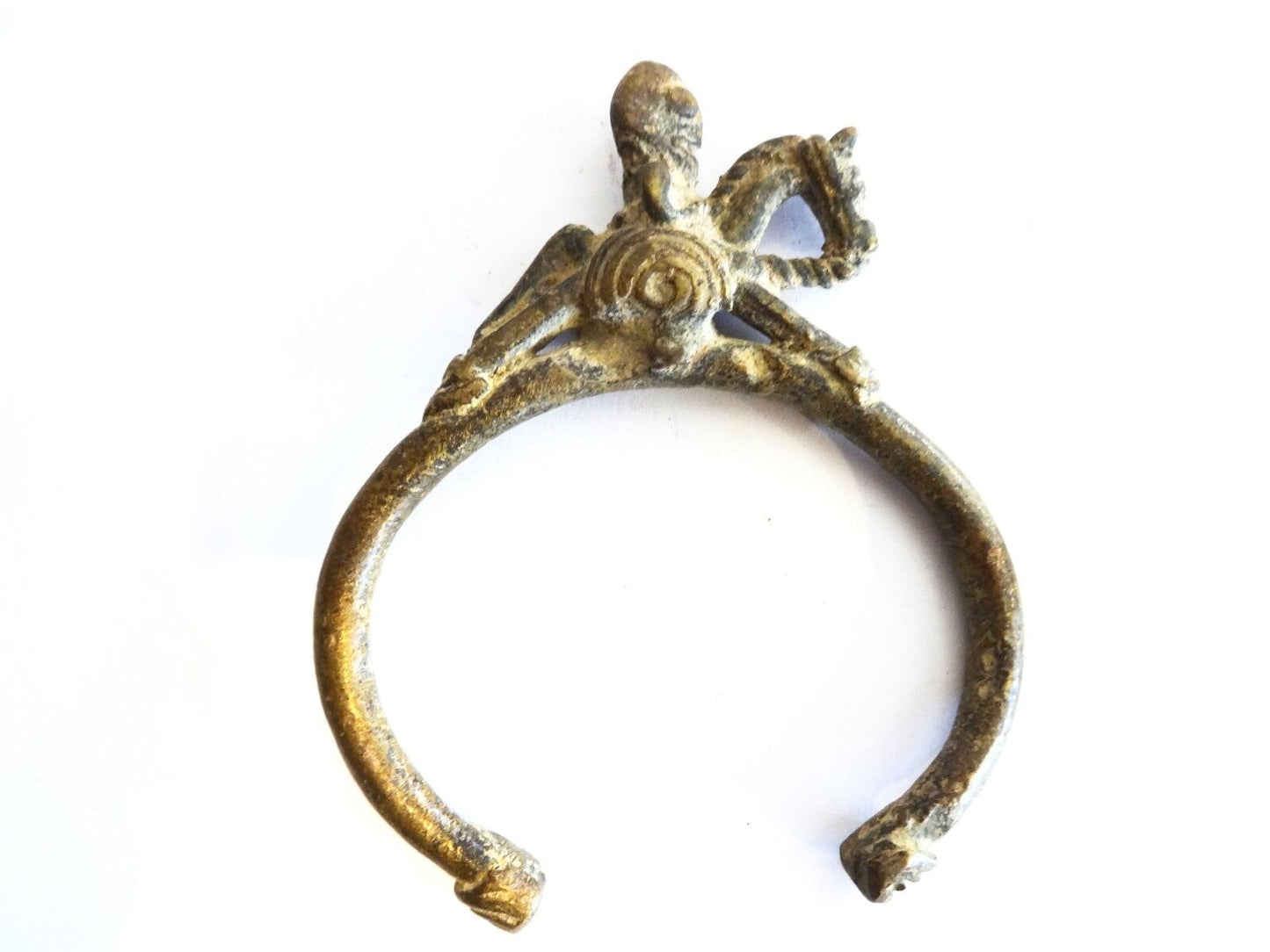 #1961 African Dogon bronze Bracelet w/ a horseman/ equestrians figure Mali Gold Weight