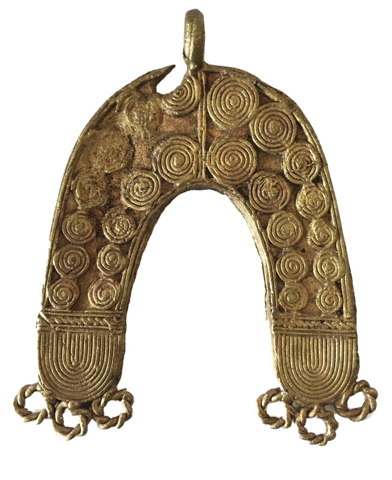 #1899 Lobi Bronze Amulet /Gold Weight Pendant 3" H