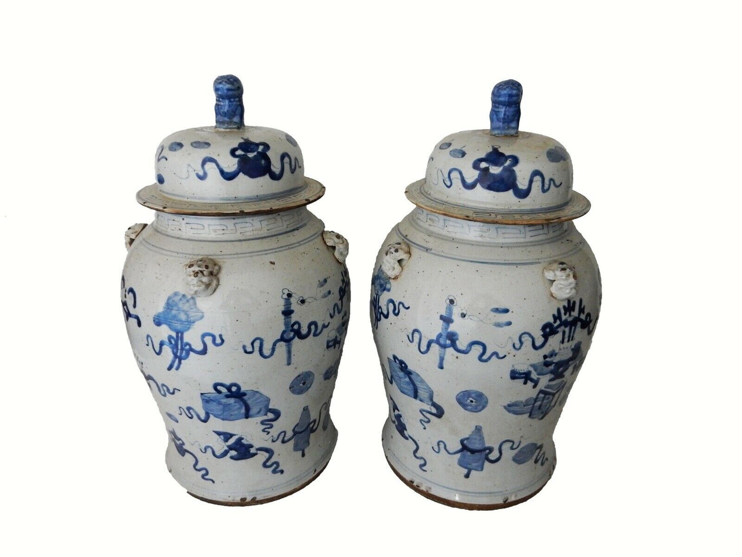 #143 Superb Large Chinoiserie Blue & White Ginger Jars - a Pair 23" H