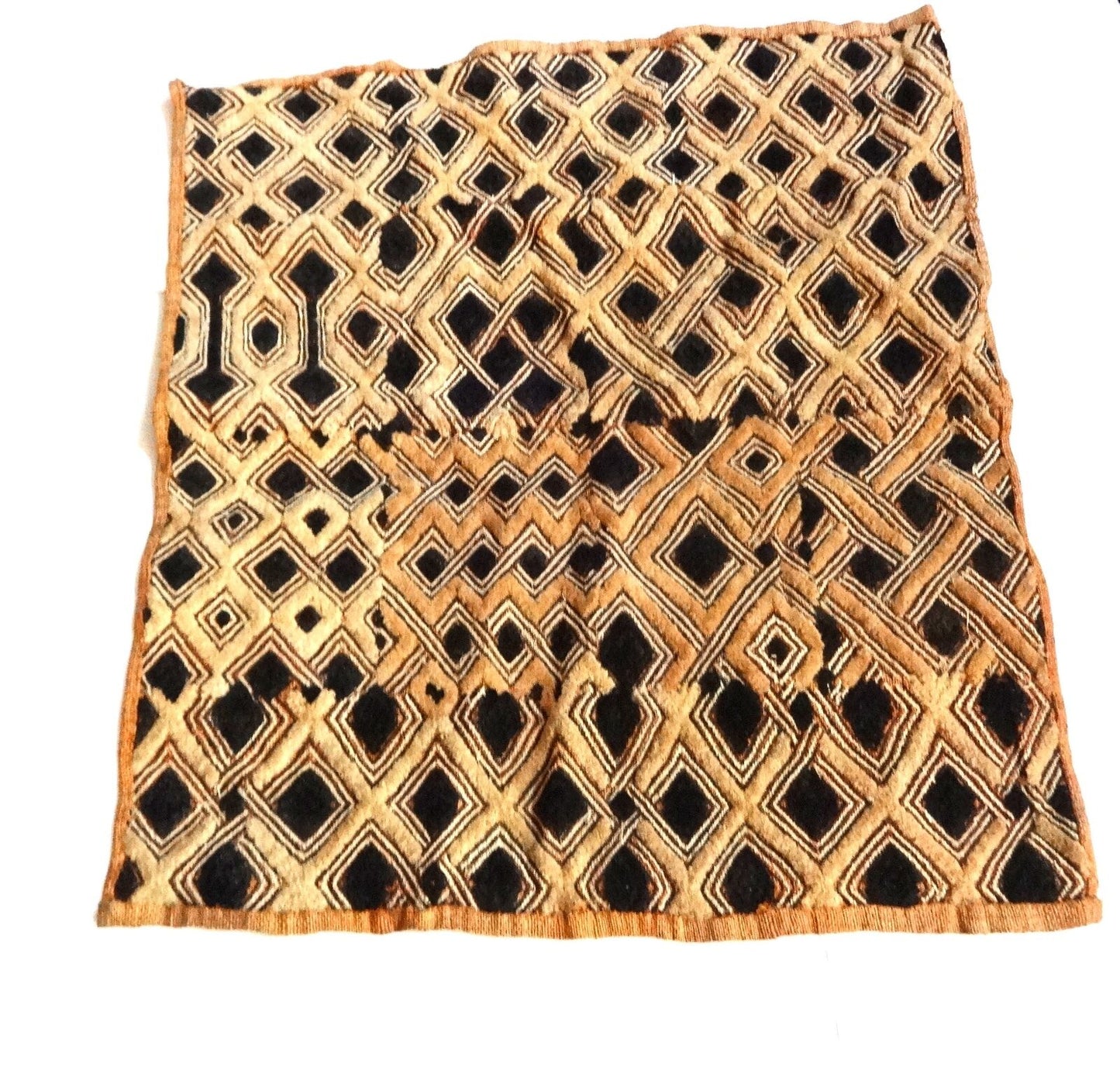 Superb LG Kuba Kasai Velvet Boutallah Raffia Textile , Zaire Africa 26.5" by 24"
