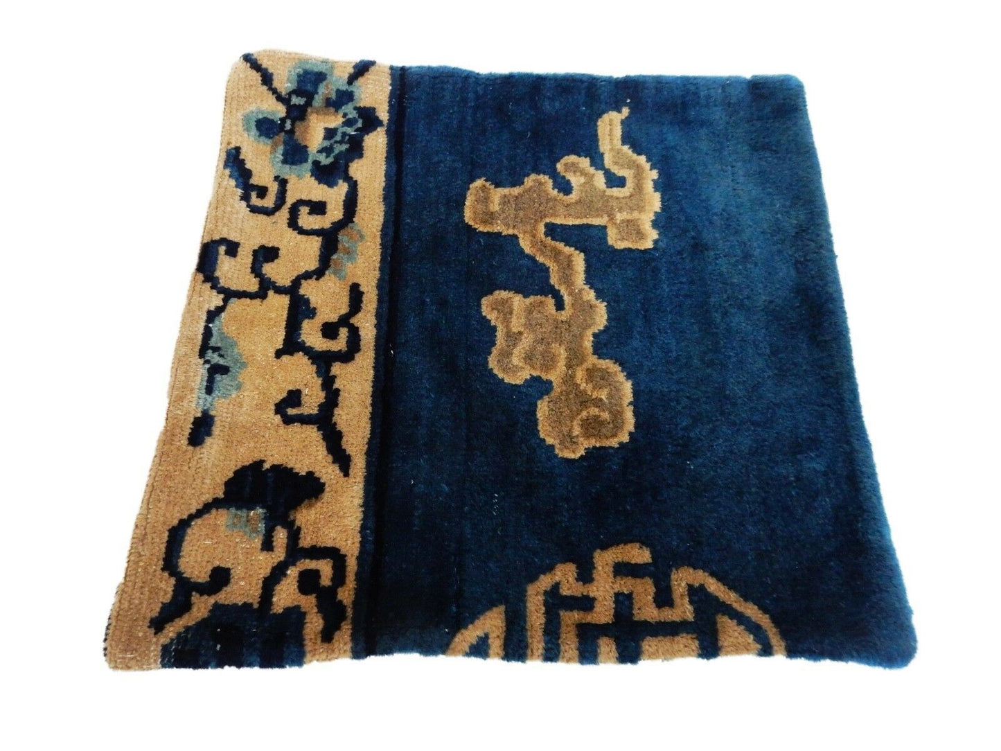 #pm54  Lg Antique Carpet Accent Dragon Pillow 22" by 22"
