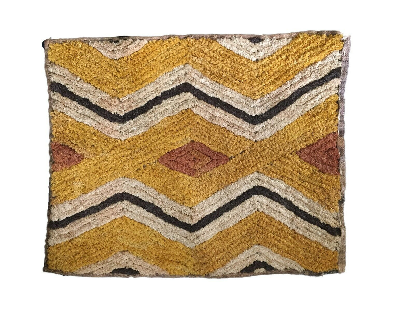 #1592 Superb African Kuba Kasai Velvet Raffia Textile Zaire 25.75 "by 20"