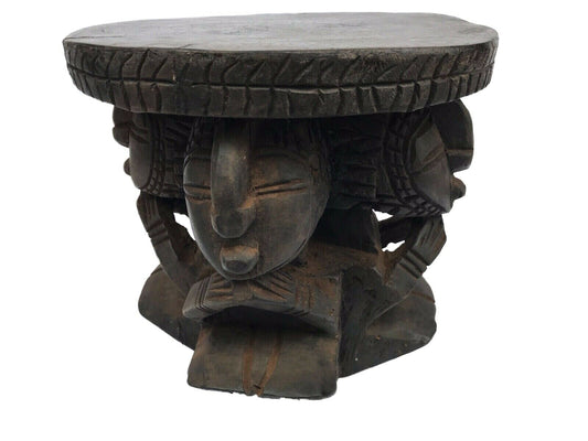 #150 Superb African Carved wood  Baga  Stool/Table  Guinea 8.25" H by 8.75" D