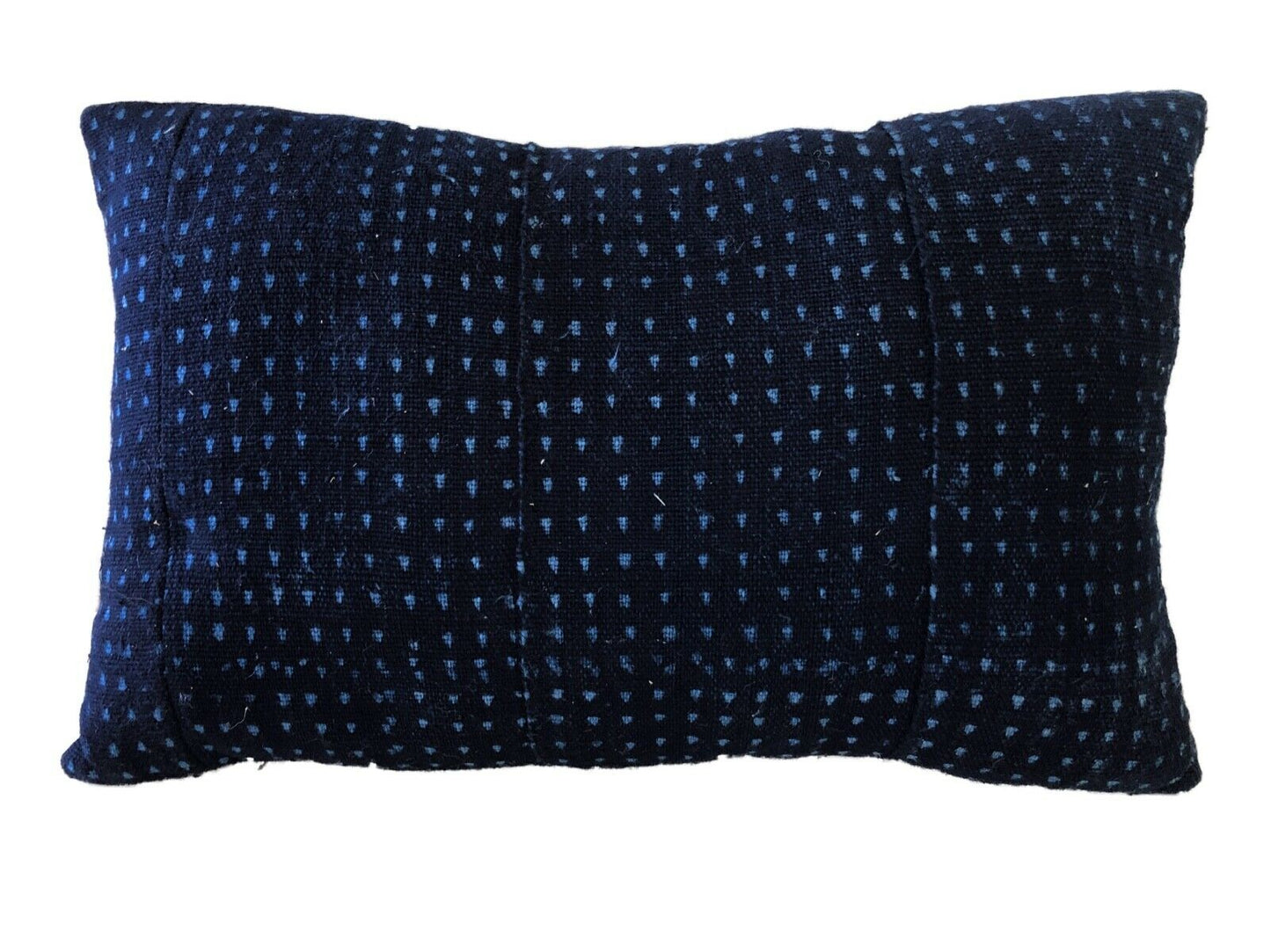 #2166a African Custom Made Indigo  cloth Lumbar Pillow 15.5" w by 4" h