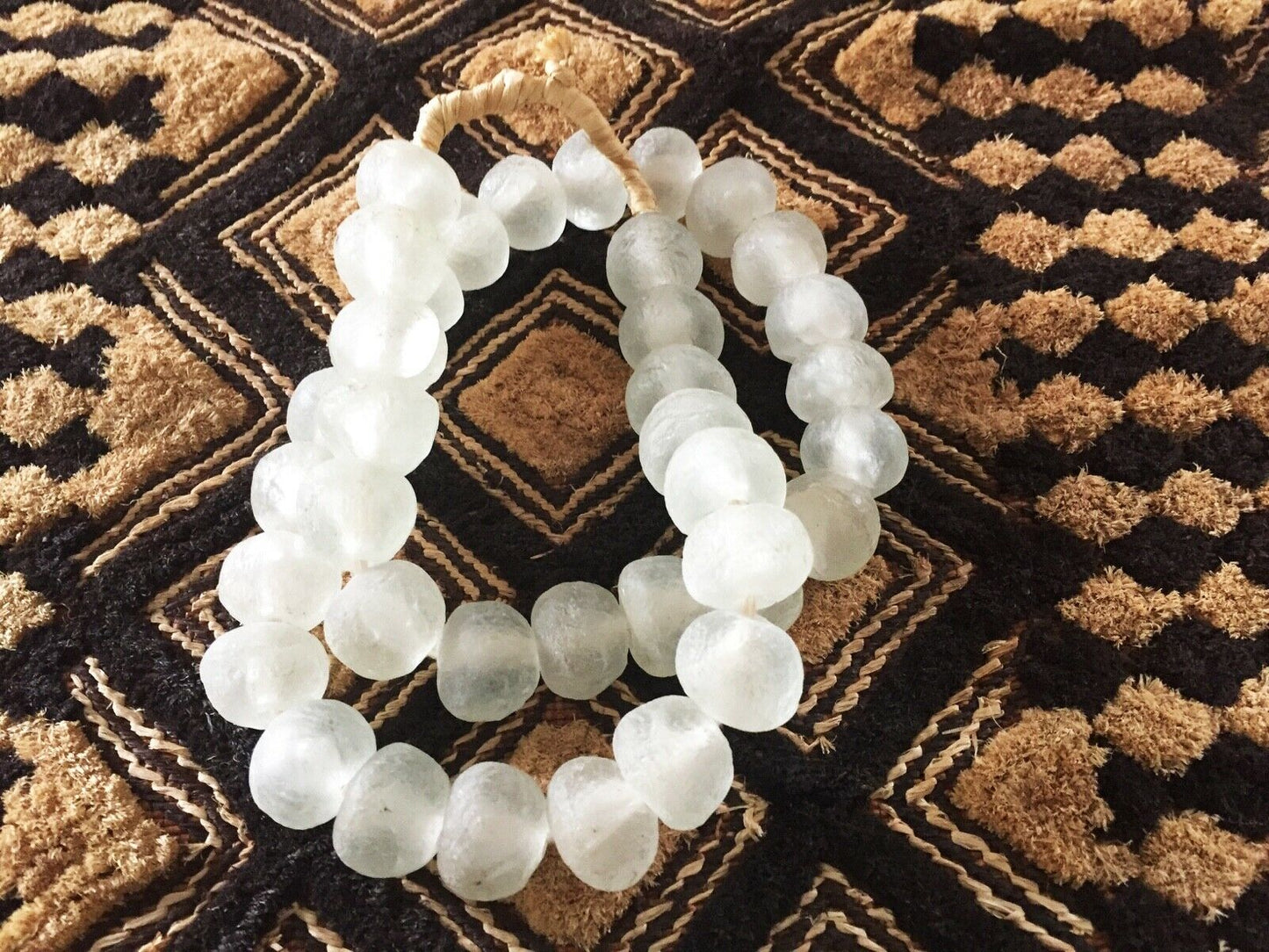 #587 African Jumbo GlassTrading Beads Necklace