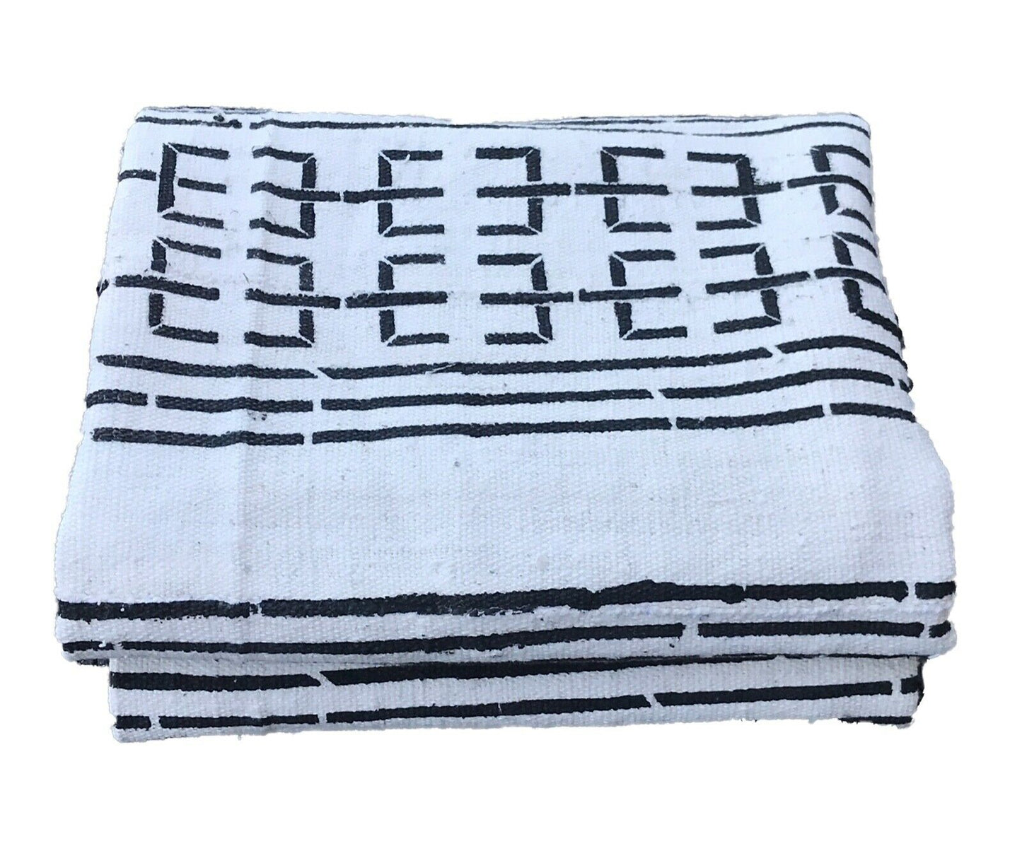 African Bogolan Black and White Mud Cloth Textile Mali 41" by 62" # 346