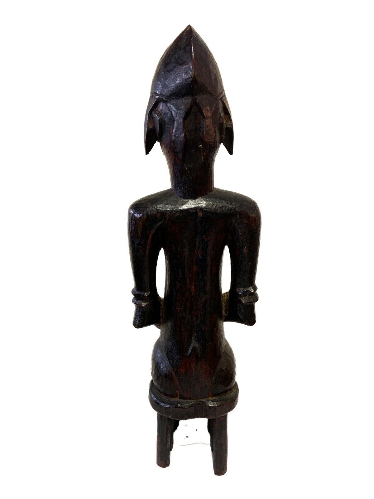 #753 Tanzanian Mid Century Ebony Wood Sculpture of a Seated Female 15.5" H