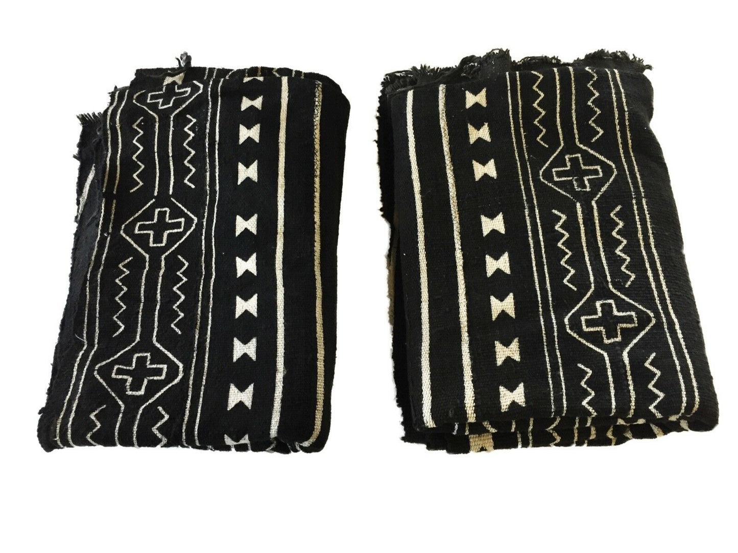 African Mali Black and White Mud Cloth Textile / PAIR 64" by 45.5" Pair # 1839