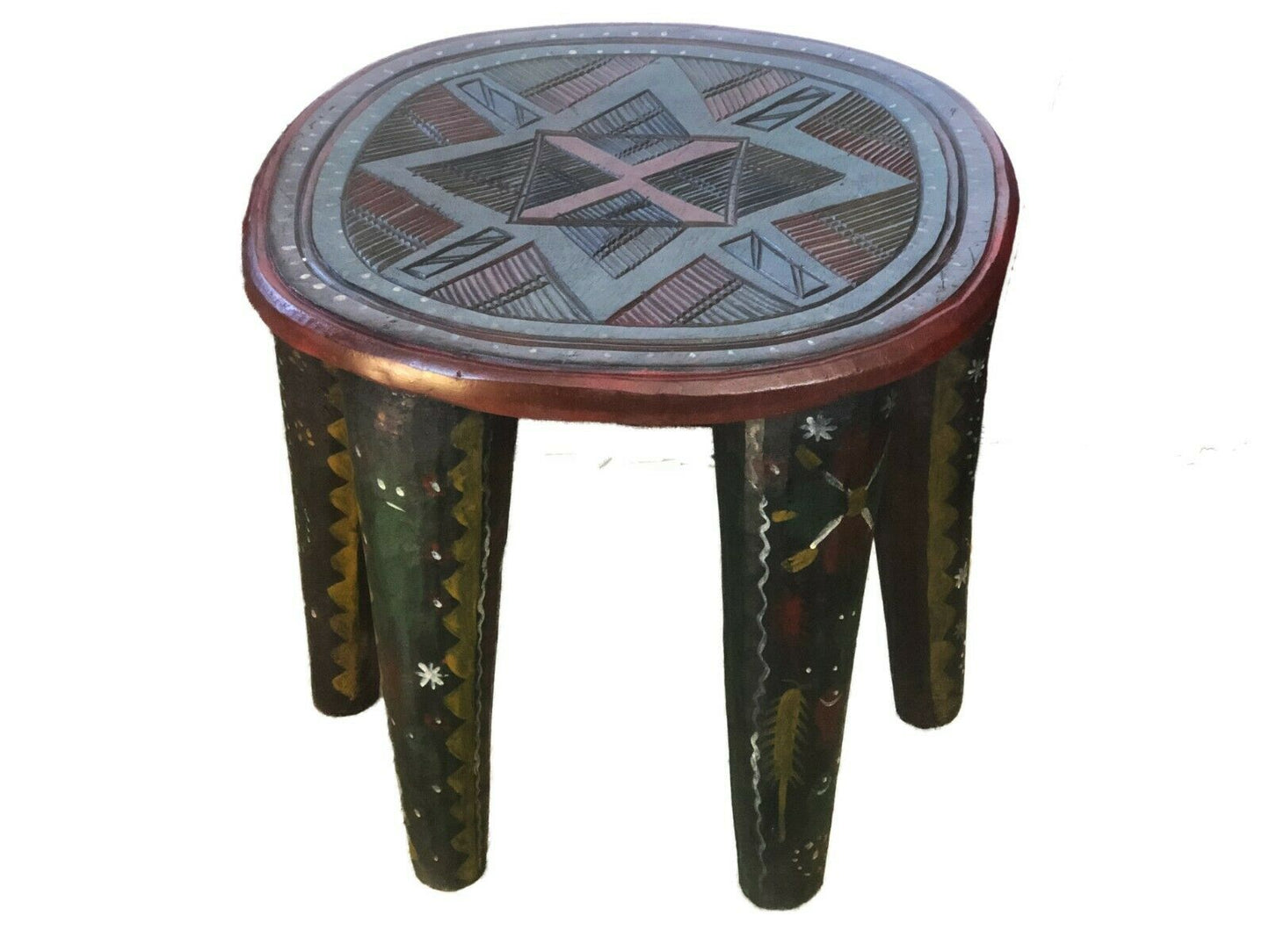 #681 Superb African LG  Nupe Stool / Table Nigeria  20.5" W by 17" H