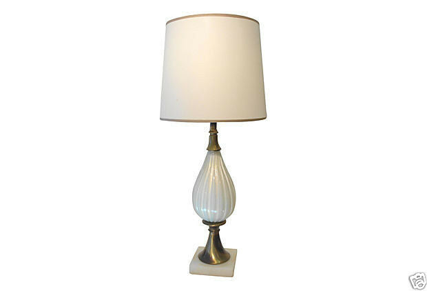 #1646 Superb 1950s White Murano Glass Lamp