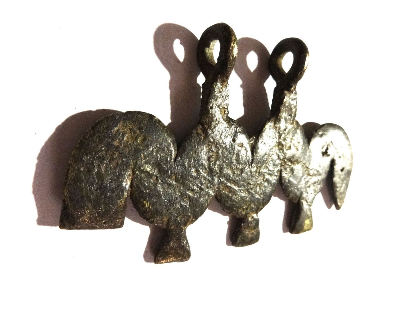 #Y1 Rare Gan Burkina faso bronze pendant w/ a Caterpillar for Good Luck 3" long