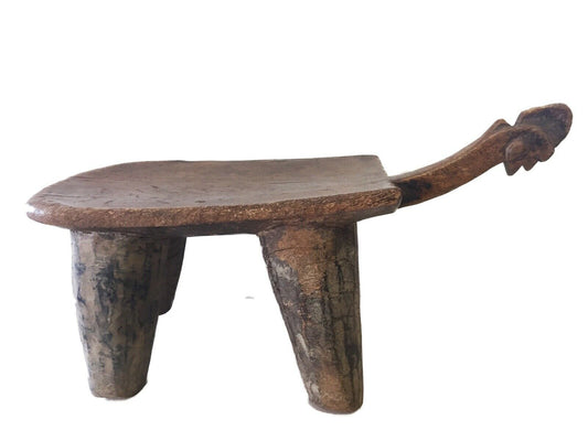 #1988 Superb Old Lobi stool African Burkina faso 9" h by 18.25" w