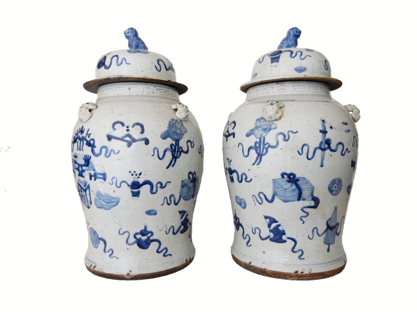 #139 Chinese Porcelain Large B & W Ginger Jars 23" h
