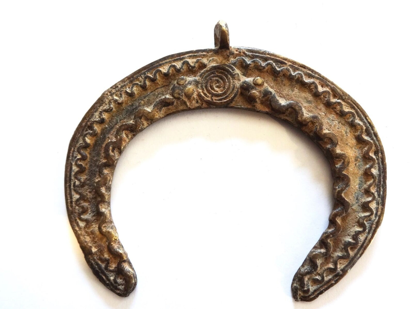 #1013 Superb Lobi Bronze Amulet Pendant of two Serpents Burkina Faso-AFRICA 3.5"W