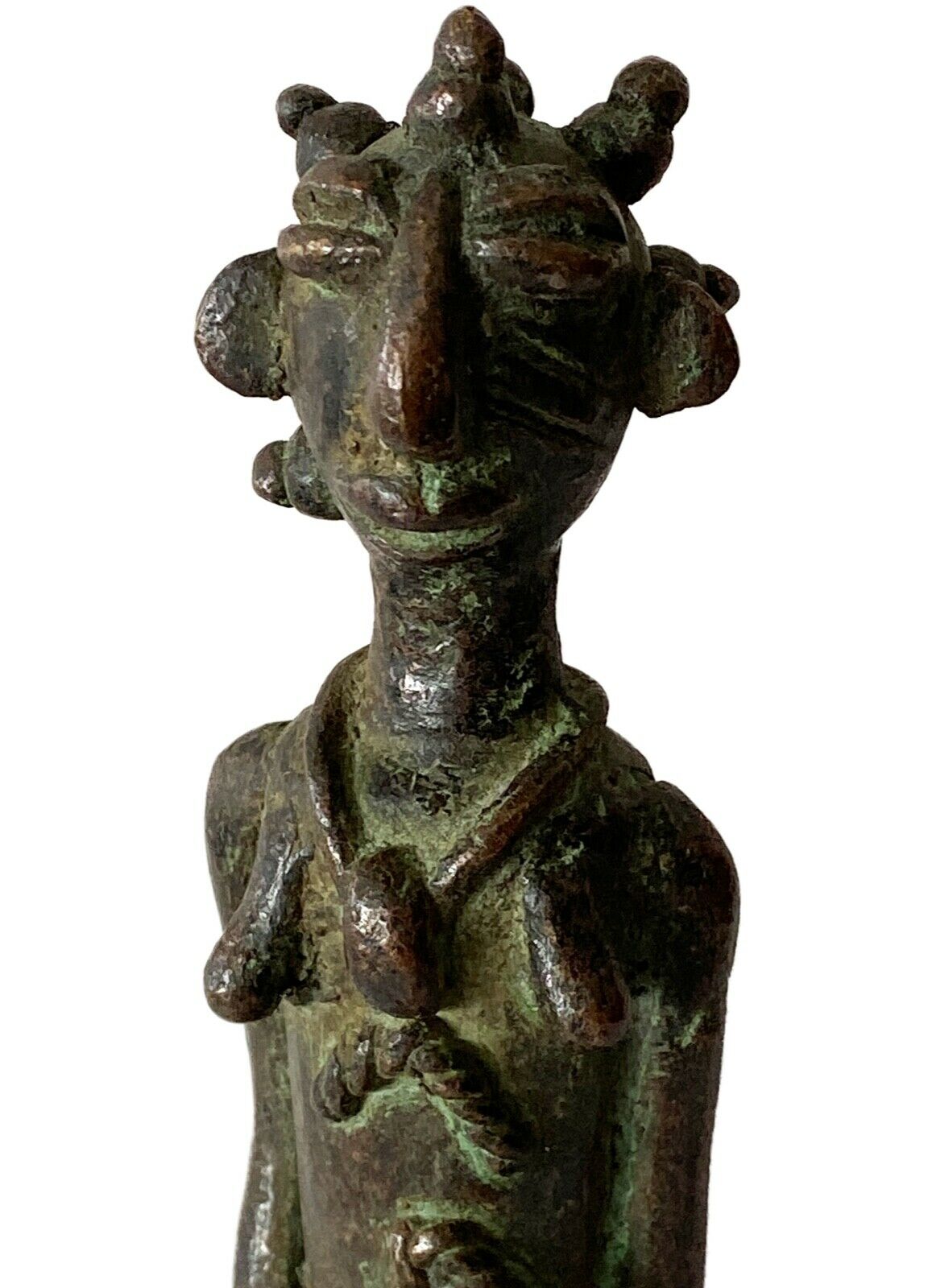 #773 Superb Benin Bronze of a seated female Nigeria African 6" H