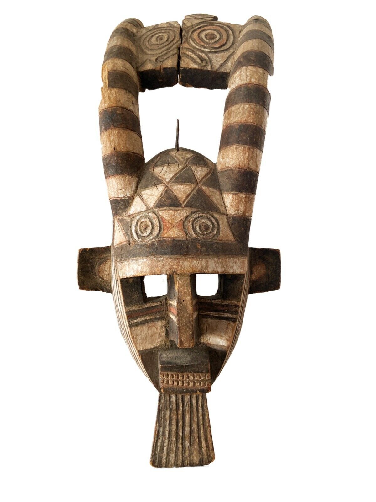 #766 Rare African Old Bobo Mask Helmet Burkina Faso  26.25" H w/ stand