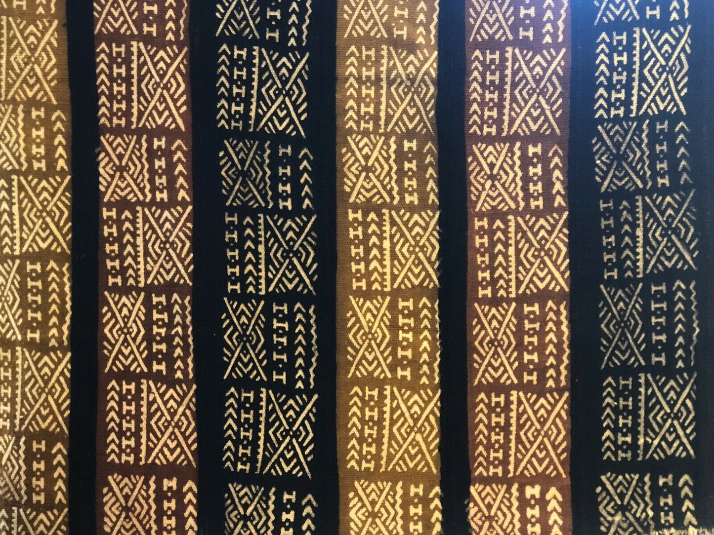 Superb Bogolan Mali Mud Cloth Textile W/ Bone Trade Beads 40" by 60" # 295