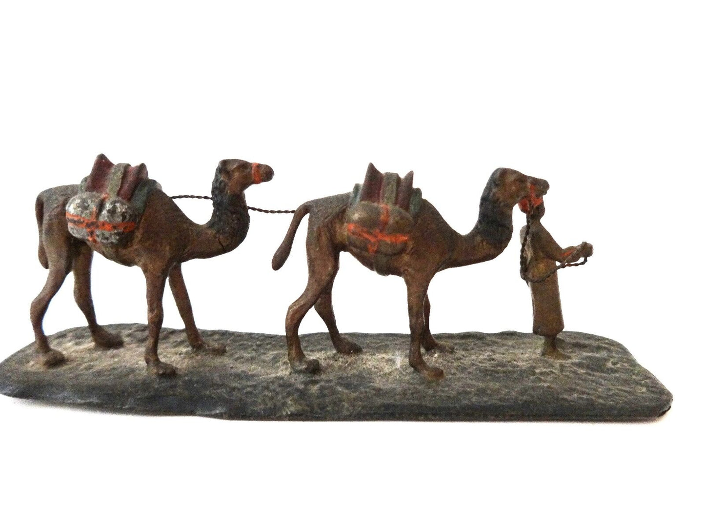 19th Vienna Bronze Miniature COLD PAINTED Bronze of a Caravan with Camels #1956