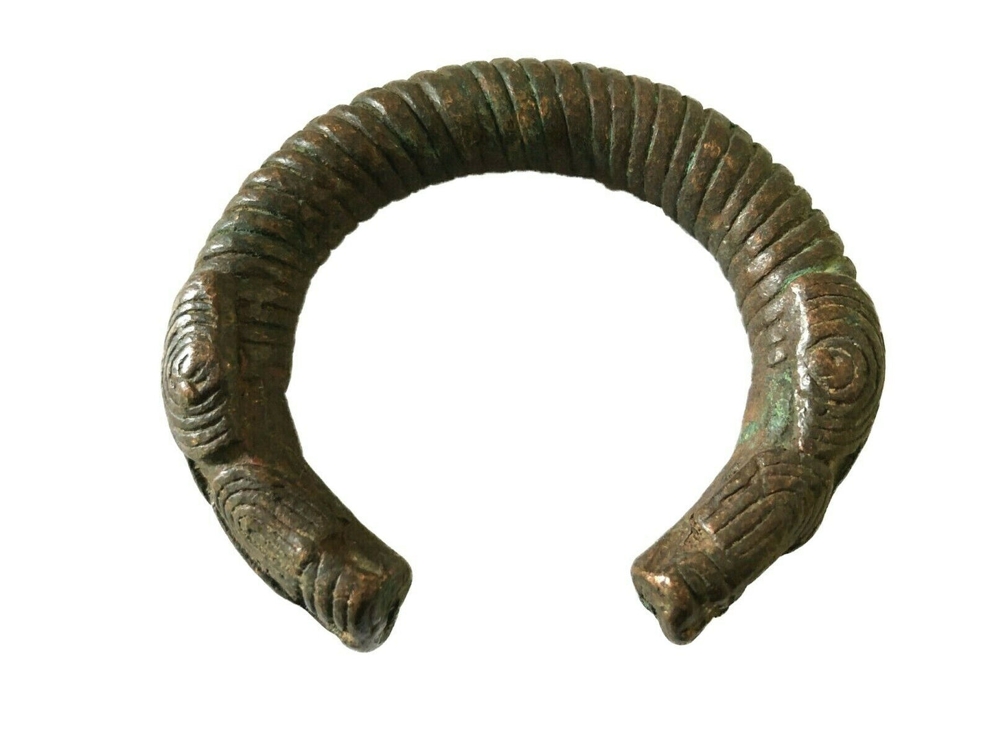 #2215 Old Trade Currency Bronze Bracelet Gan Burkina Faso W/Snake 3" W
