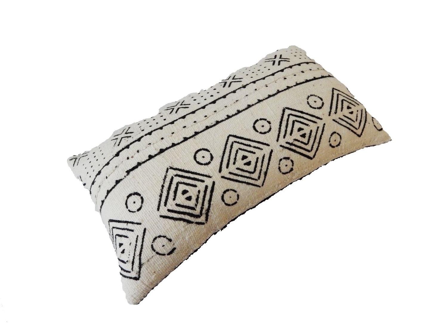 Mud Cloth Bogolan Lumbar Pillow African Mali 16.5" by 9.5" # C