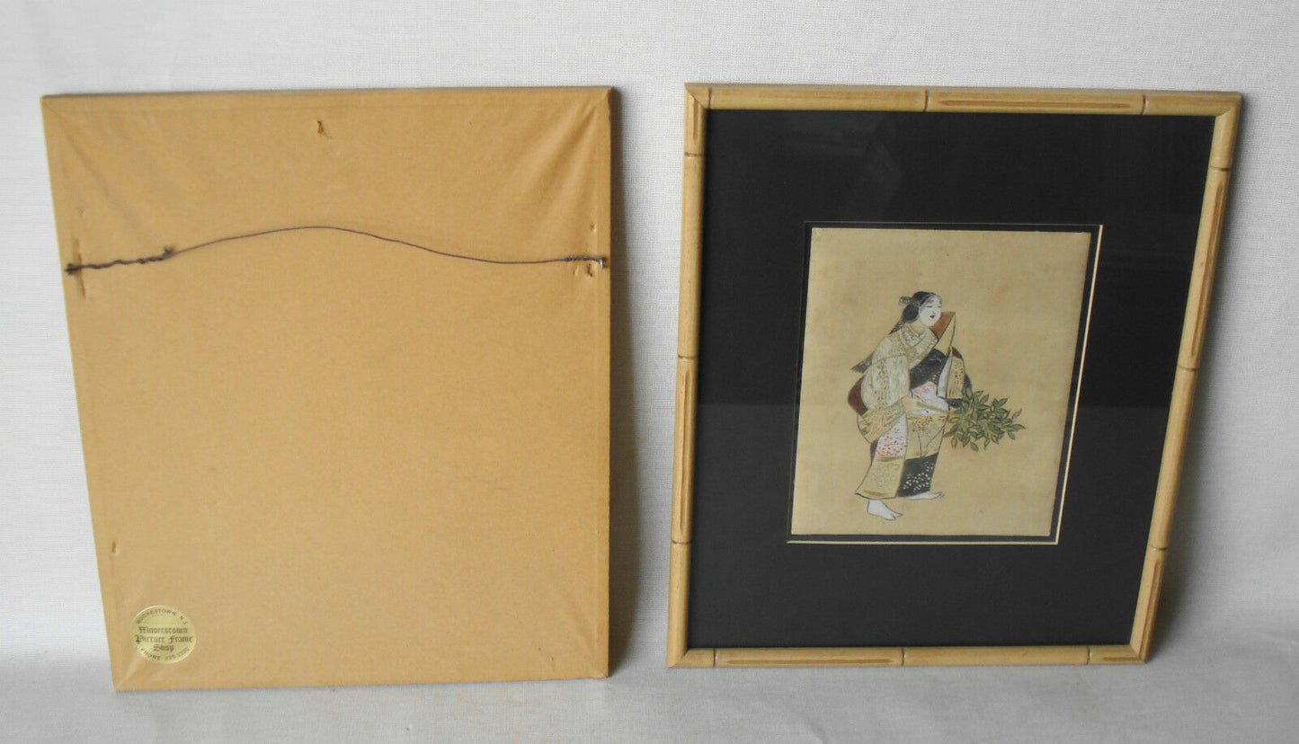 #y1 SUPERB 2 JAPANESE NOH DRAMATIC ACTORS WATERCOLOR 20THC