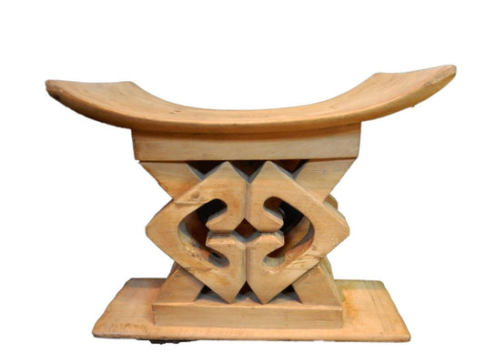 #AS107/3989 Superb and Rare Old Ashanti Carved Wood  Stool 20.5" W by 16.5" H