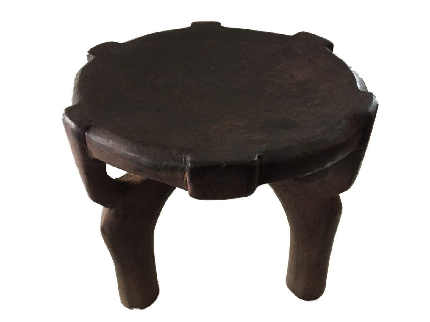 #1753 African Old Carved Wood Milk Stool Hehe Gogo People Tanzania 10" H
