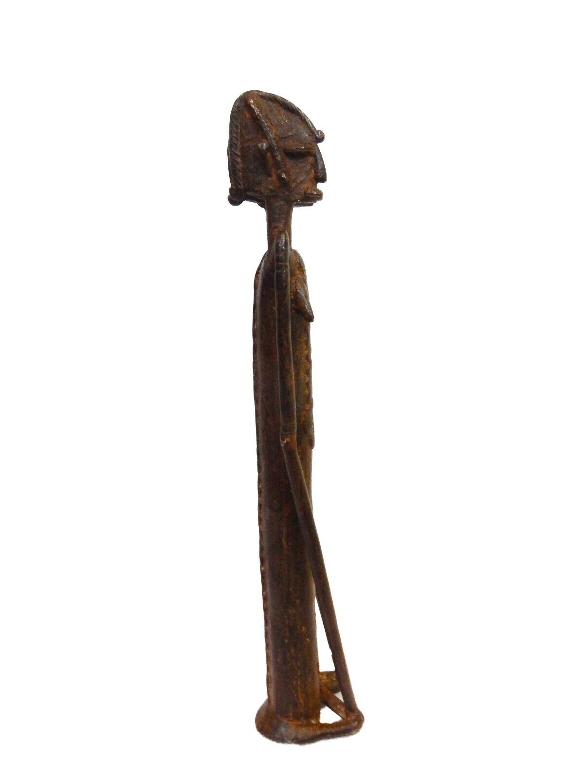 #3910 African Tribal Cast Bronze Ashanti Ghana Akan  of a Female Figure14.7