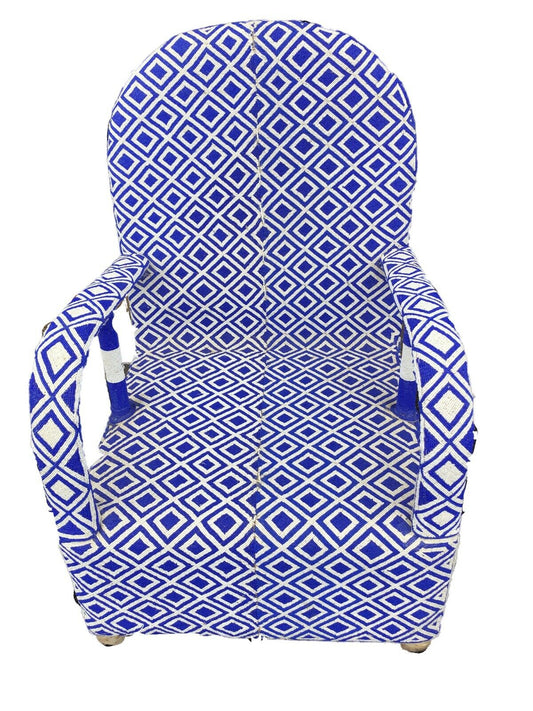 African  Nigerian LG Yoruba Glass Beaded Chair #2189