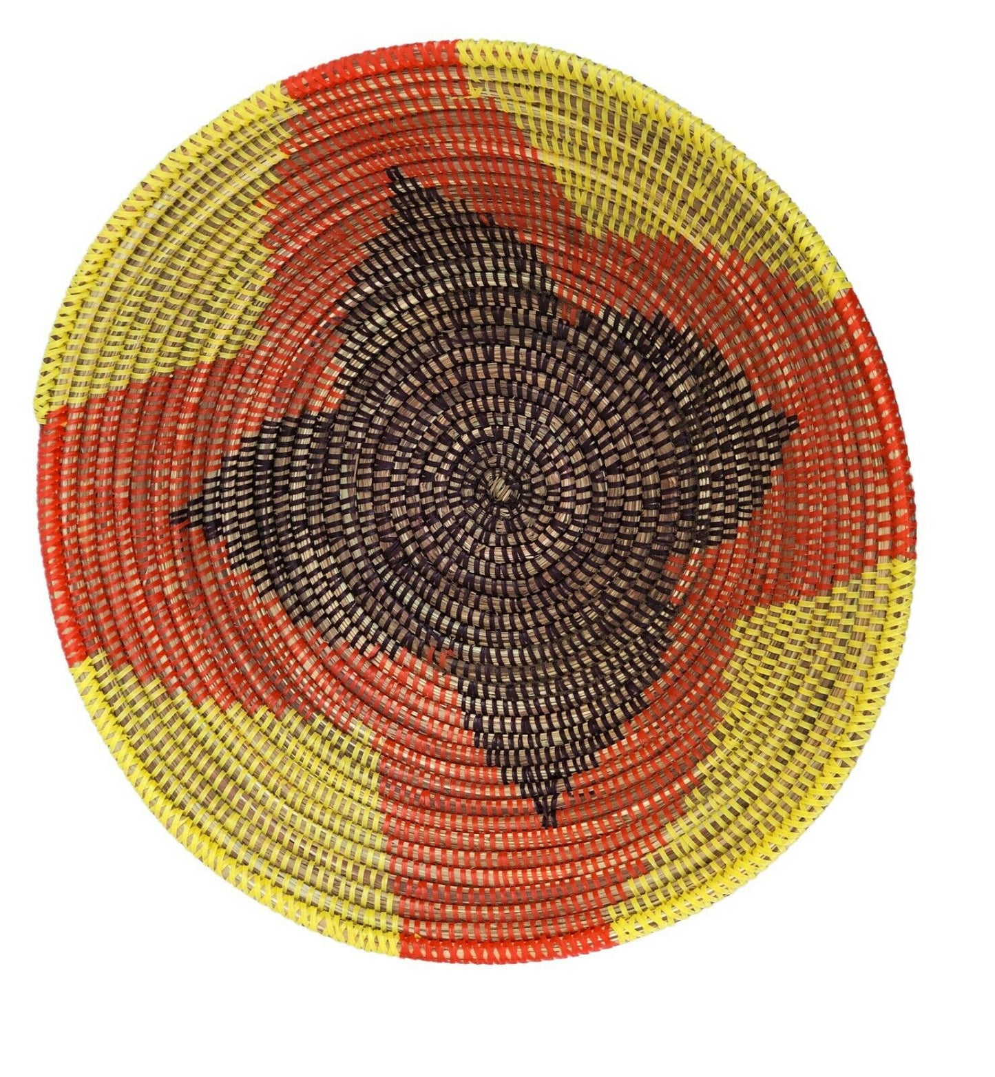 #510 Handmade Woven Wolof Basket From Senegal 16.5" in Diameter