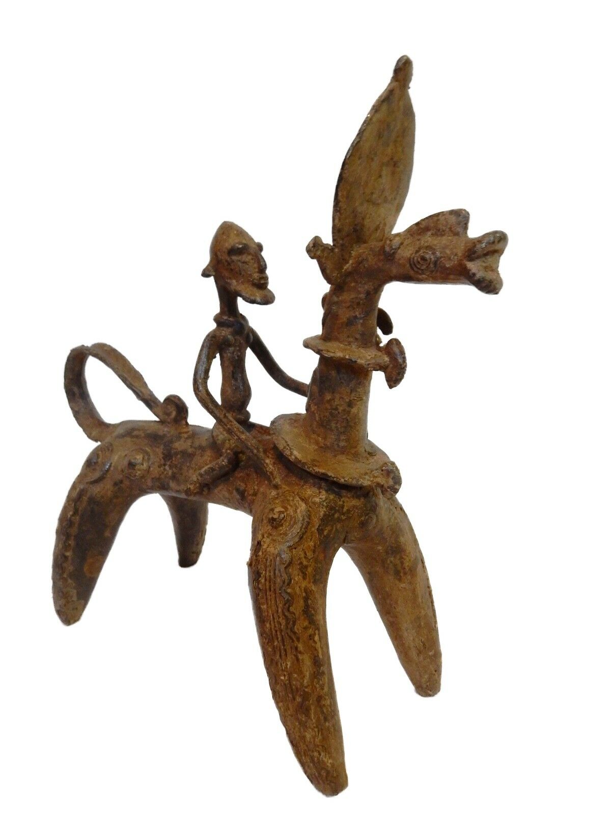 #HOR119  Superb African Dogon Bronze Horseman  11" H by 11.5"W